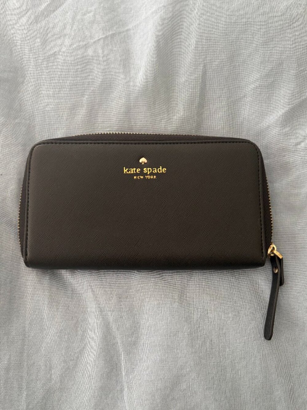Black Kate Spade leather zip around wallet